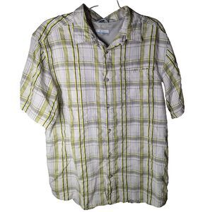Columbia Seersucker Shirt Men's Large Plaid Multicolor Short Sleeve Button‎ Down